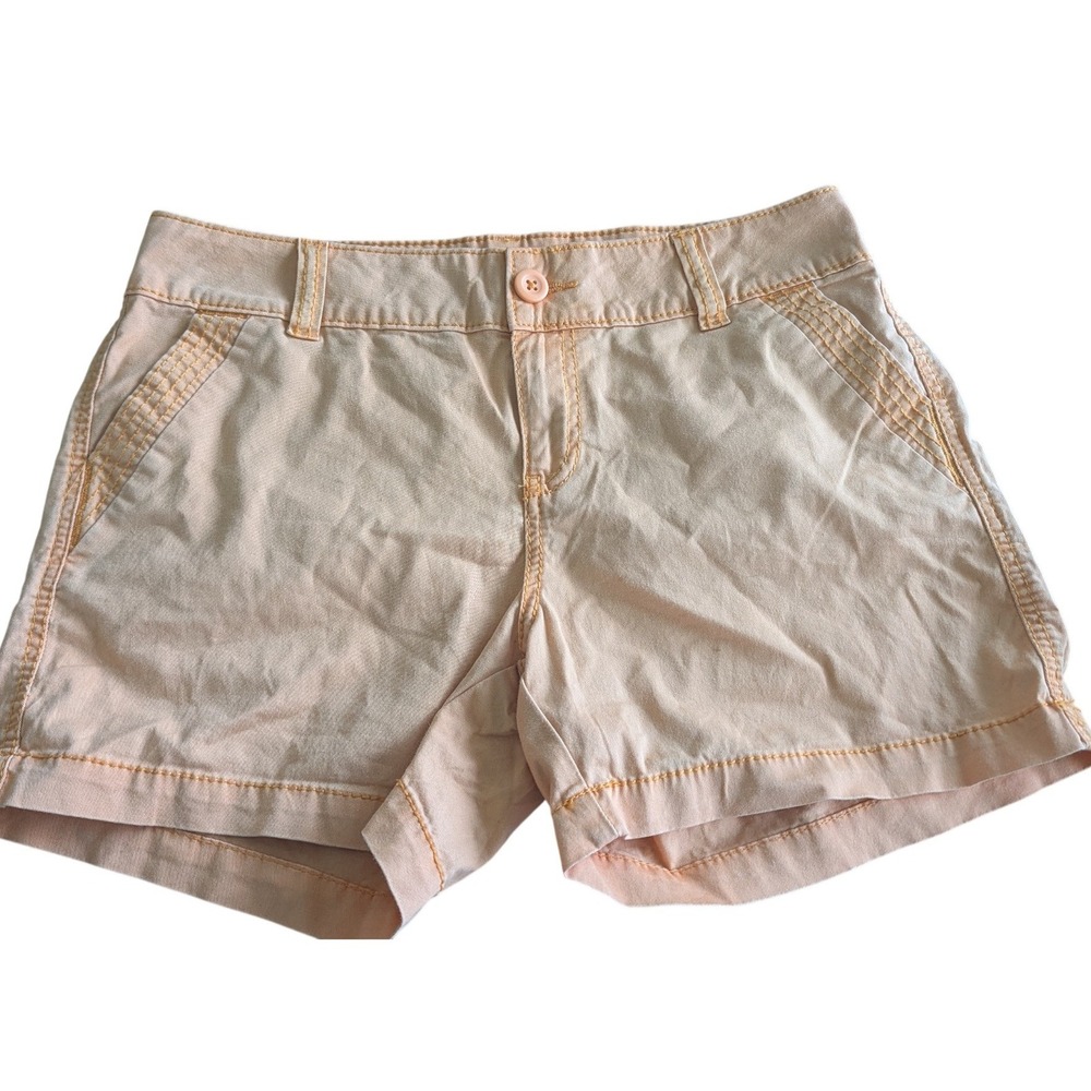 Maurices Orange/Peach Cotton‎ Stretch Chino Shorts Womens 9/10 Mid Rise